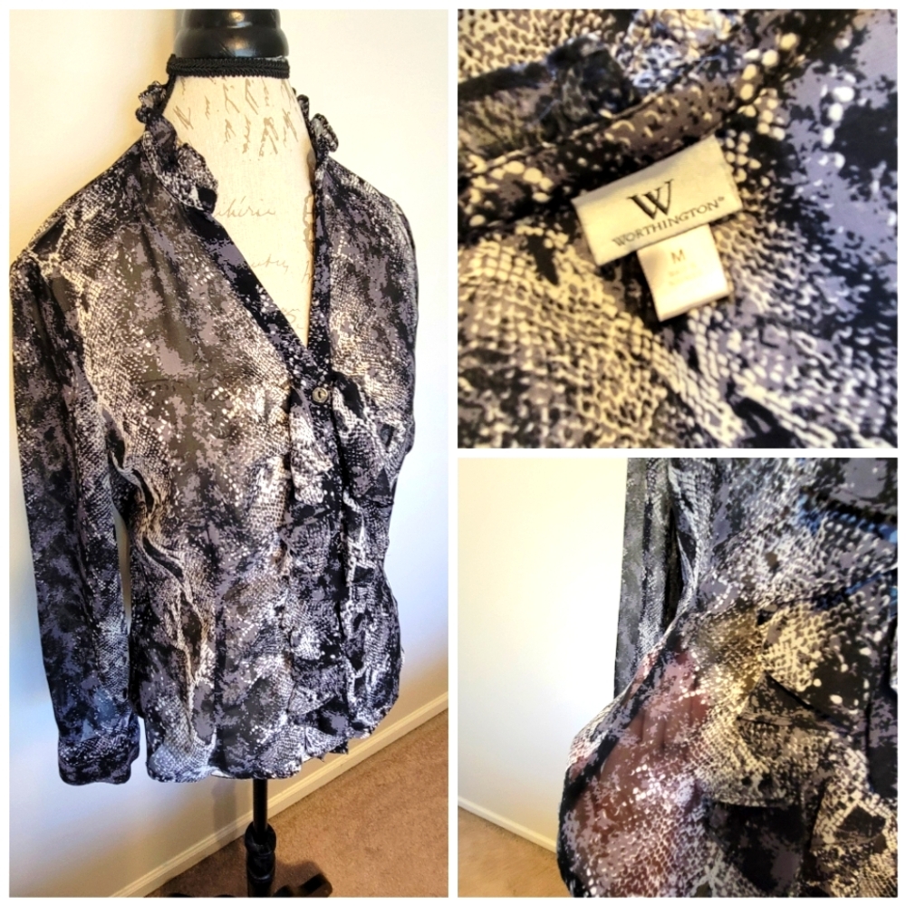 Snake Print Ruffle Blouse